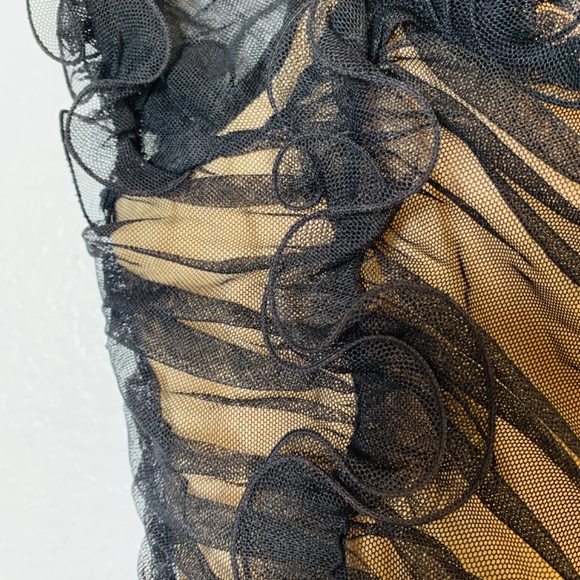 Boston Proper Nude Black Sheer Top Medium WhimsiGoth Fairycore Witchy Stretchy - Picture 6 of 15